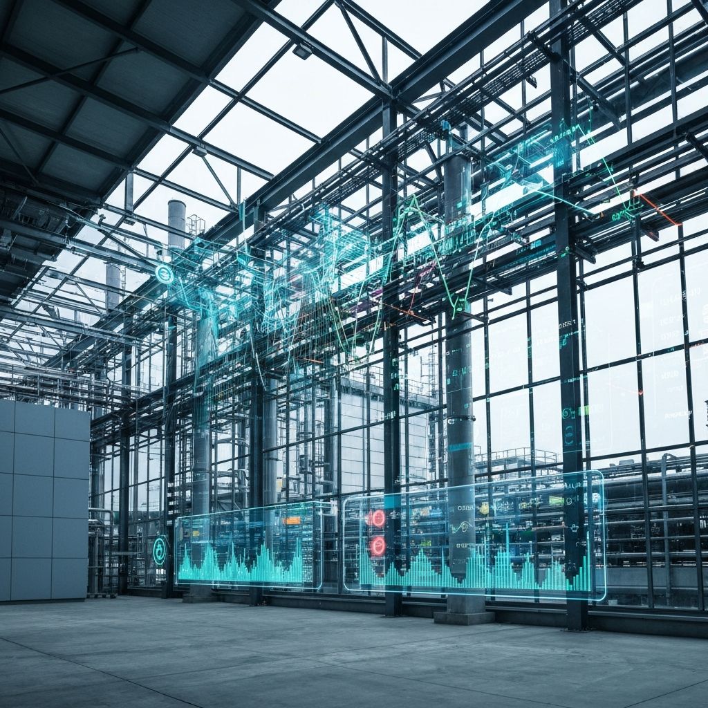 Planta industrial moderna con tecnología IA
